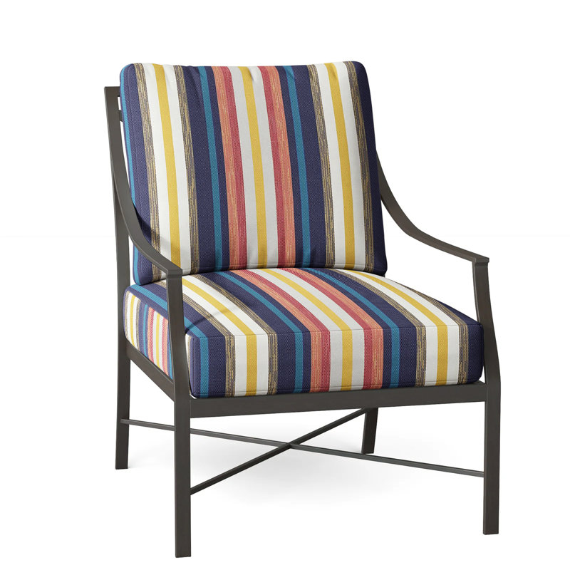 Monaco Arm Chair with Cushions, Rollo Chambray InsideOut® Linen, No Welt, Slate Gray