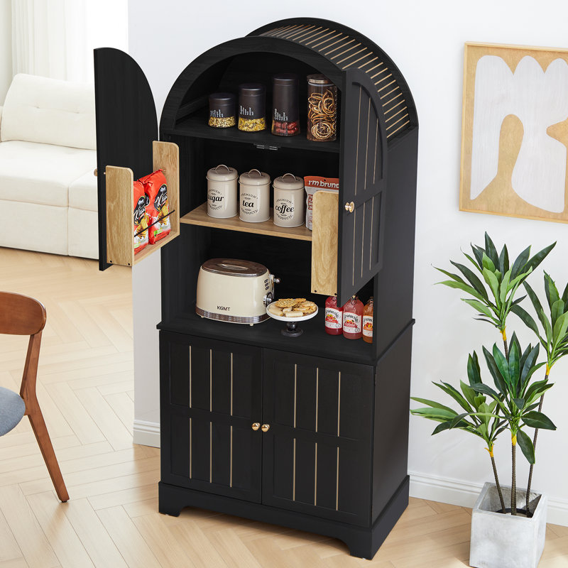 Evalyn 71" Arched Pantry Cabinet, Black