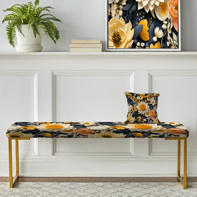 Motif floral élégant bohème d'automne - Banc floral rembourré or