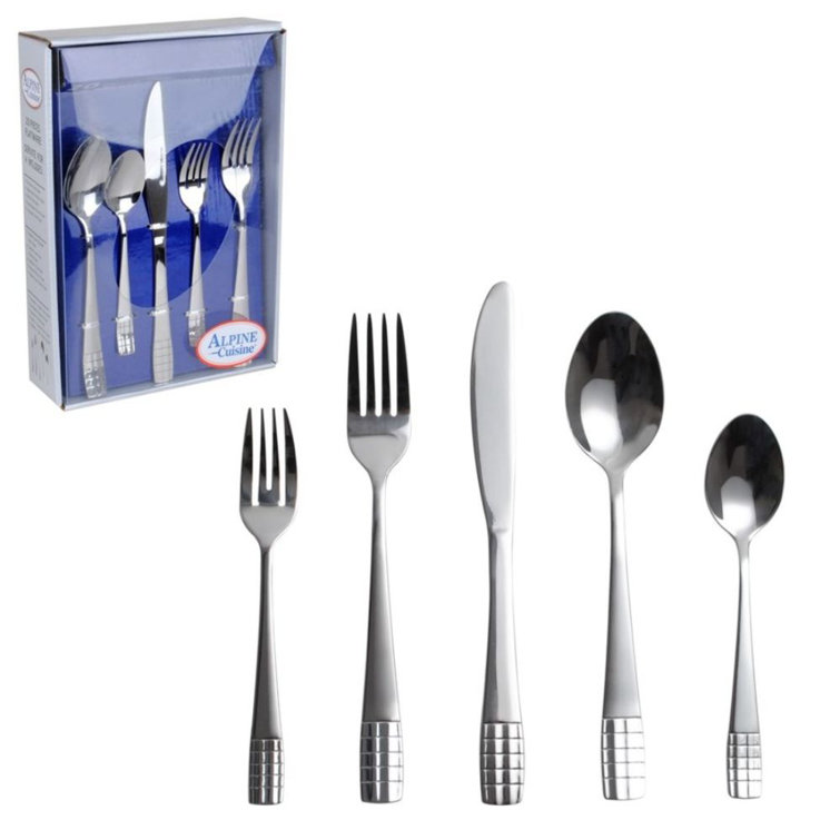 Alpine Cuisine Stainless Steel Cutlery Set 5 Piece with Green POM Hand