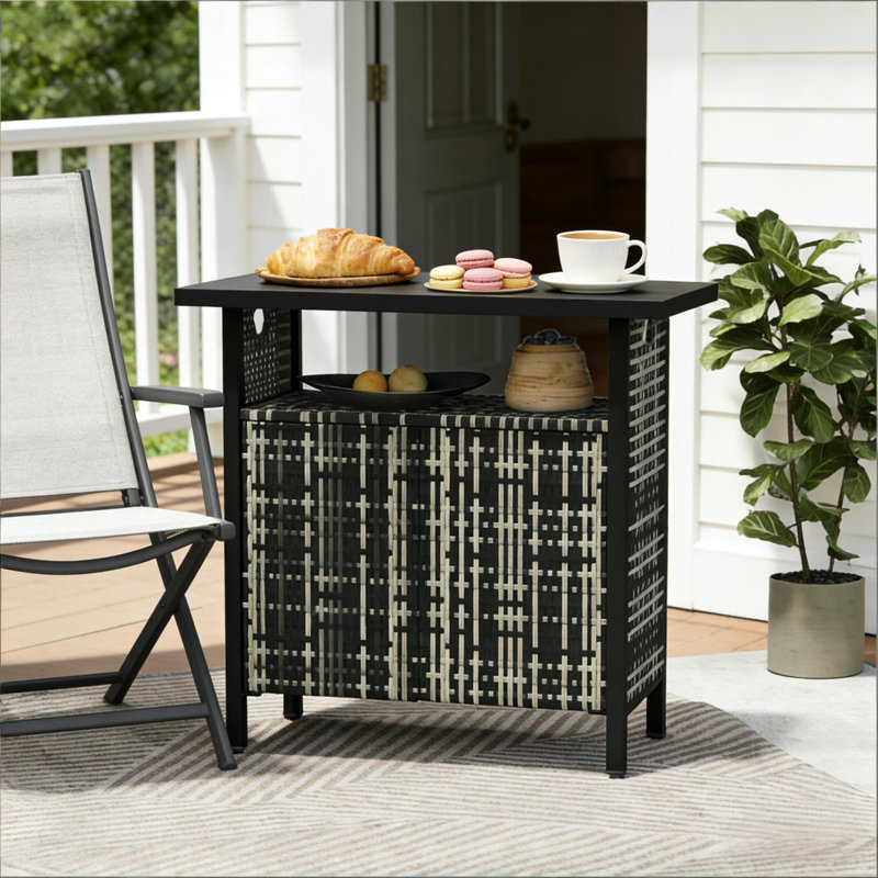 Spacious Bathroom Storage, Steel And Pe Rattan, Modern Outdoor Towel Organizer