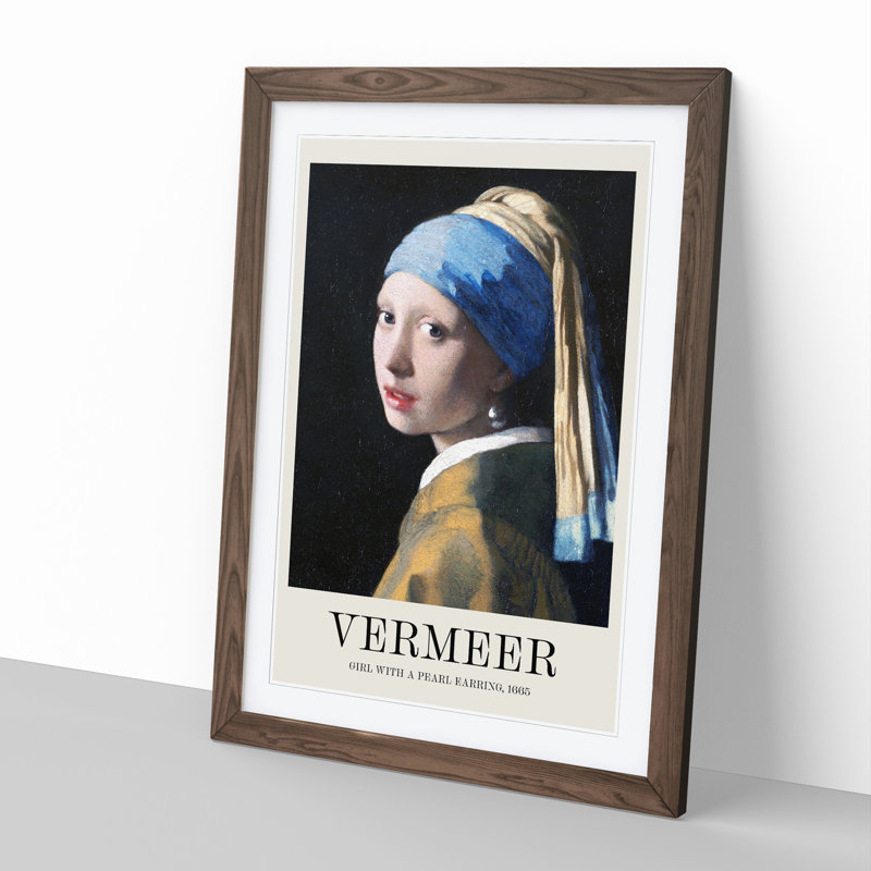 Girl With A Pearl Earring by Johannes Vermeer - Single Picture Frame Print, 36cm H x 27cm W x 2cm D, Walnut Framed
