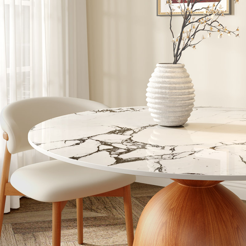 Table de salle à manger Mid-Century, Gemme noire, H 29,52 po x L 39,37 po x l 39,37 po