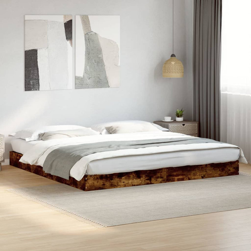 Vidaxl Bed Frame Engineered Wood, Small Single (2'6), Smoked Oak