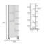 Armoire de salle de bain H 63 po en lin avec sept tablettes ouvertes, un tiroir et quatre pieds Mott, blanc