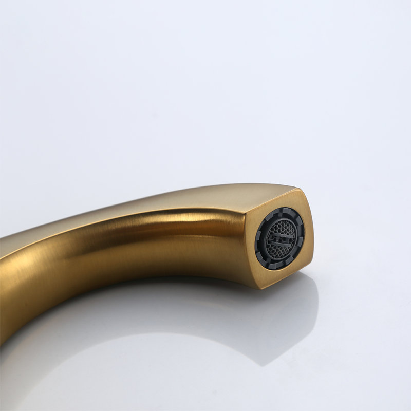 Robinet de salle de bain à large entraxe avec bonde, Or brossé