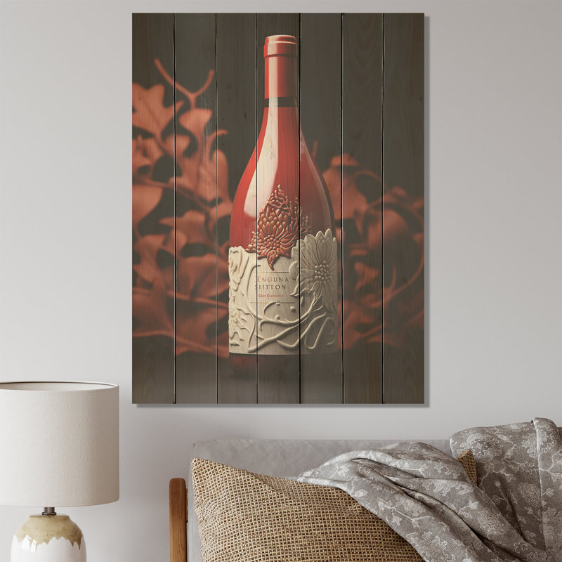 «Red Sangria Spirit Wine» - impression de vin sur bois, H 44 po x l 34 po