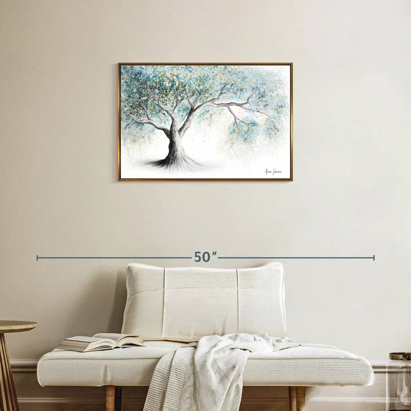 Arbre givré doux, Cadre flottant doré, 31 po x 21 po