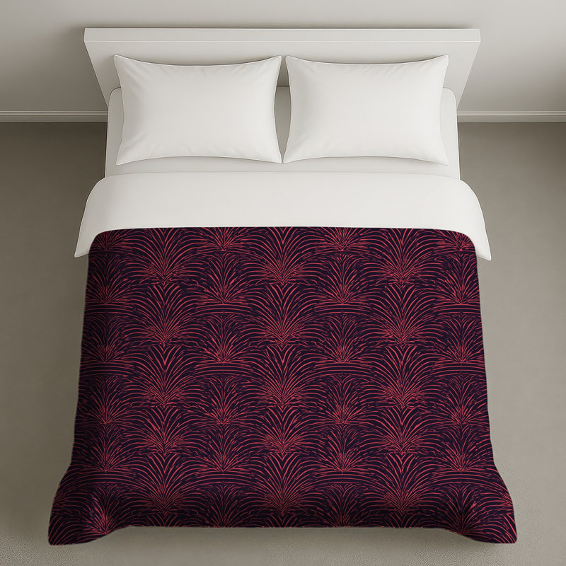 Pink Palm Leaf Pattern Duvet Covers, King
