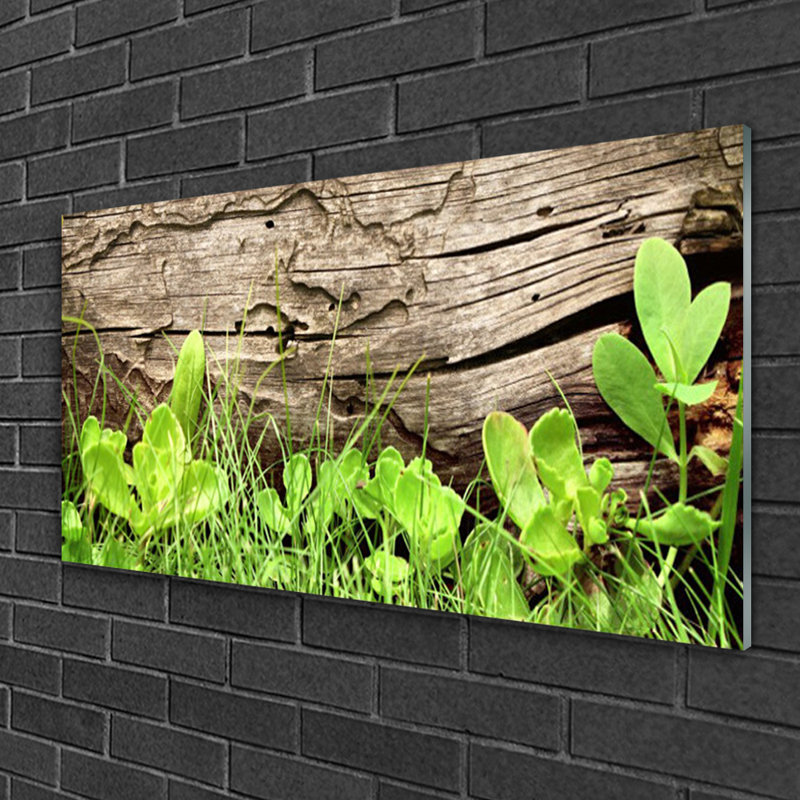 Floral Grass Leaves 1 Piece Wall Art on Glass