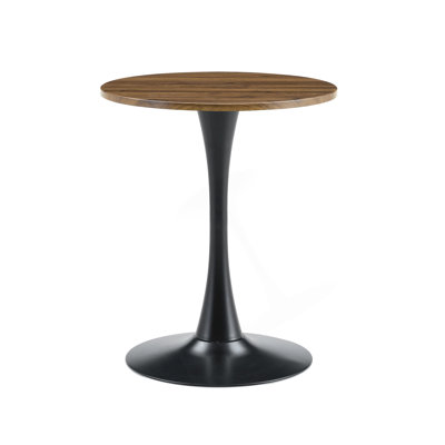 Round Dining Table, 23.6" Circle Tulip Table With Thickened Tabletop & Metal Pedestal, Mid Century Modern Bistro Table