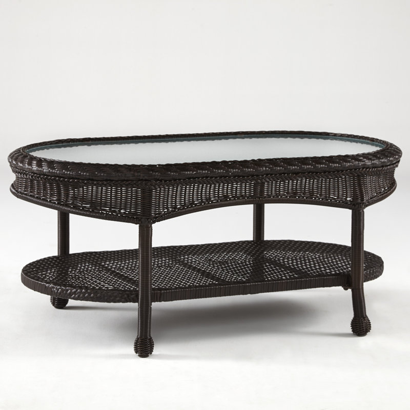 Oval Wicker Outdoor Coffee Table , 42'' in. W 24'' in. D