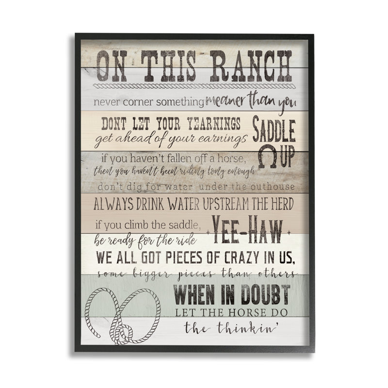 Bb-496-Encadré sur ce ranch, encadré sur bois par CAD Designs, art textuel, Giclée encadrée noir minuit
