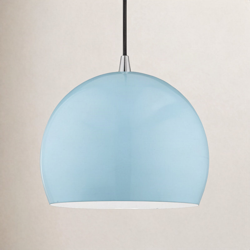 Luminaire suspendu en forme de dôme à 1 lumière Schultz, Bleu pastel brillant