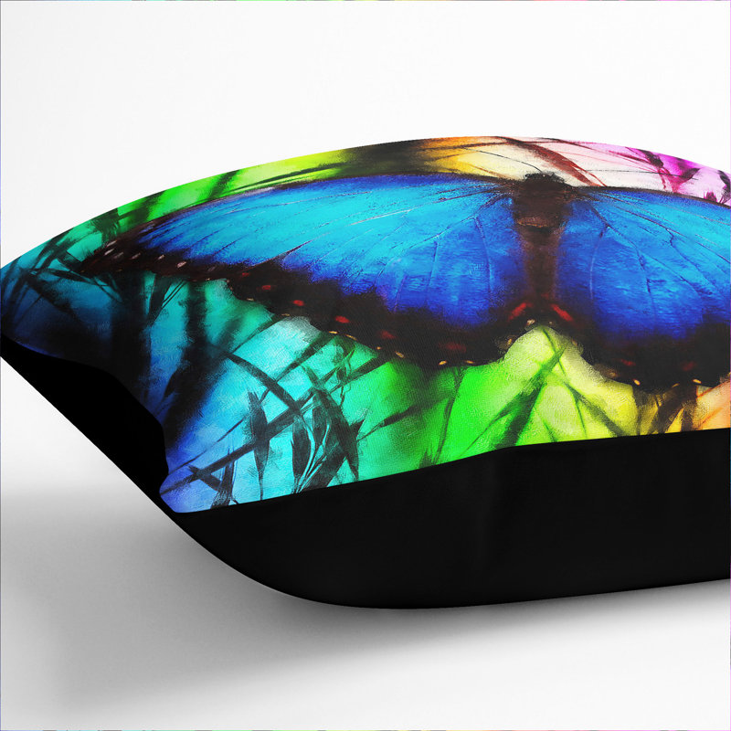 Butterfly Vol.6 Painting Square Throw Cushion, Black, 40cm H x 40cm W x 15cm D