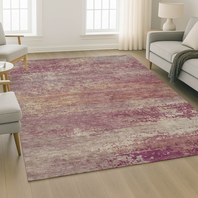 Tapis abstrait lavable à la machine de qualité supérieure Mayfield AMF2071, Merlot, 9 pi x 12 pi