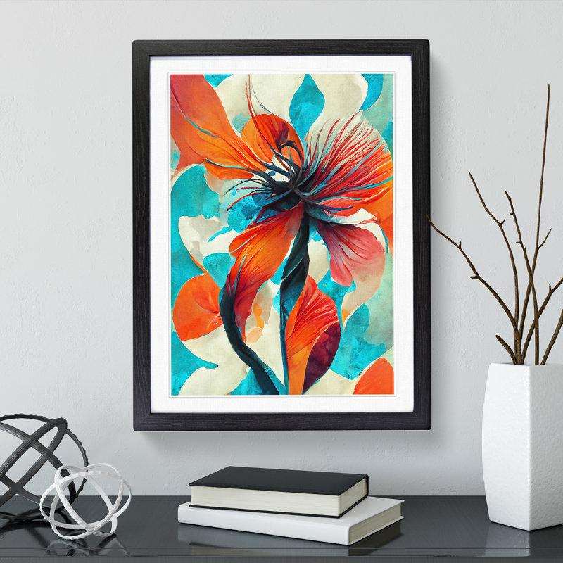 Amazing Abstract Floral No.2 - Single Picture Frame Print, 64cm H x 46cm W, Black