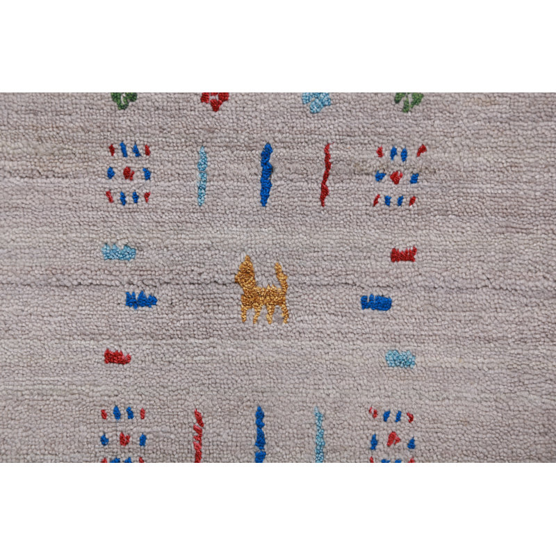Tapis gris et ivoire Gabbeh 8