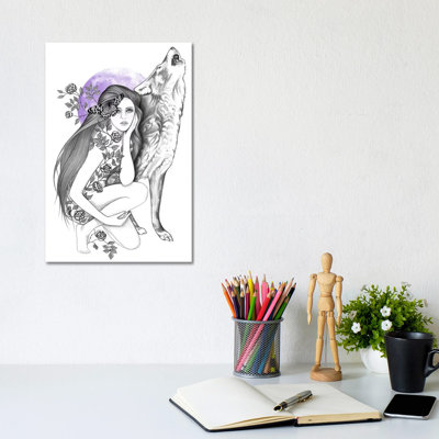 Night Of The Wolf by Andrea Hrnjak - Wrapped Canvas Print