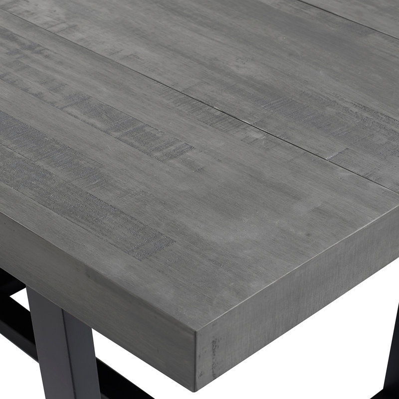 Rustic Metal And Solid Distressed Dining Table, 30.59"H x 52.09"L x 36.09"W, Gray