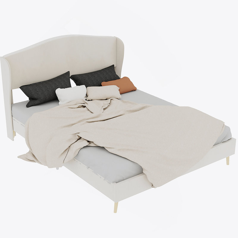 Lit tapissier pour chambre à coucher, Grand lit, Beige