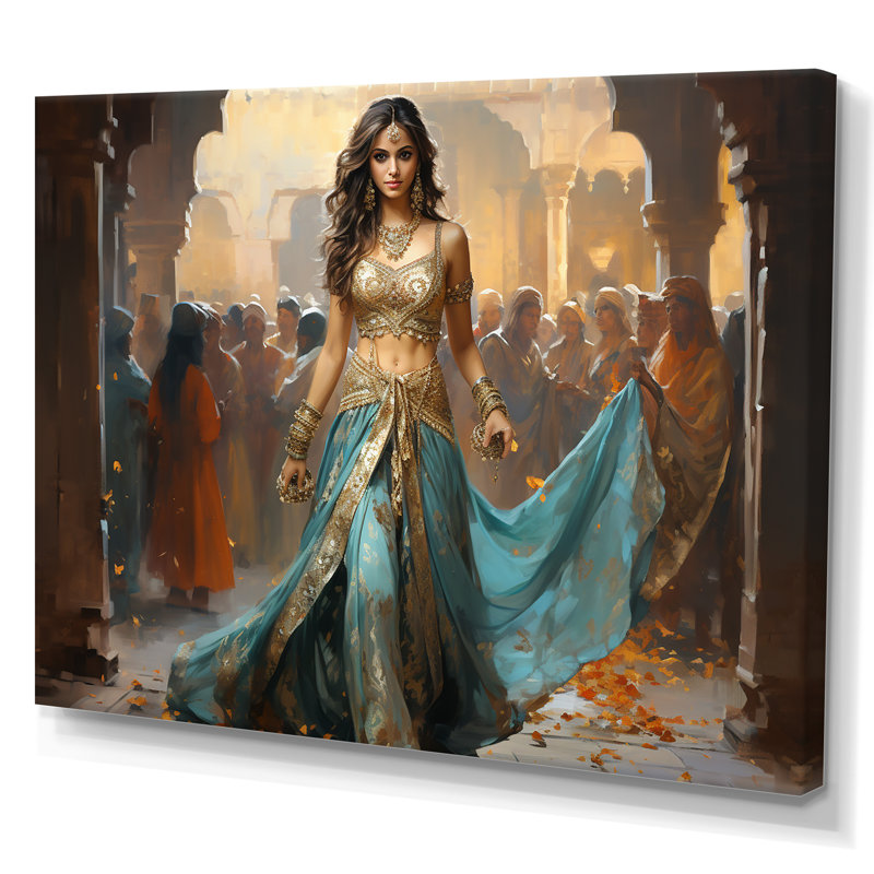 «Blue and Gold Belly Dancer - Dance», art mural sur toile, Toile tendue, H 12 po x l 20 po x P 1 po