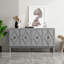 Armoire de rangement vintage à 4 portes avec portes géométriques sculptées à la main