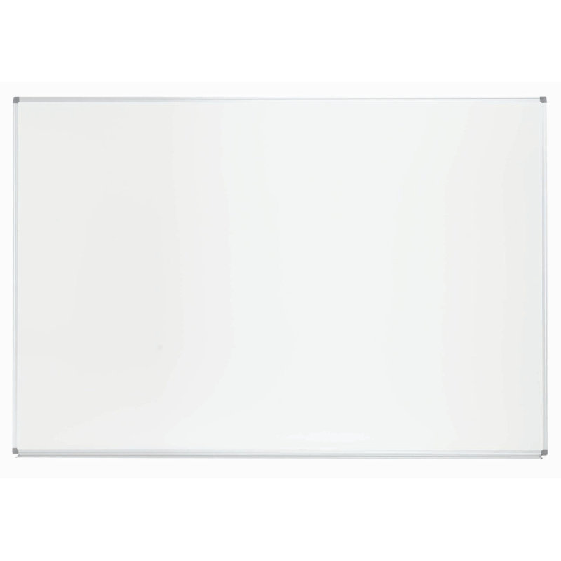 Wall Porcelain Magnetic Whiteboard, 4' H x 6' W, Black Powder Coated Aluminium, High Gloss White
