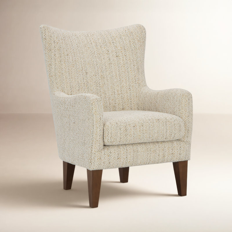 Estado Upholstered Armchair, Dark Walnut, Cranberry Red Performance