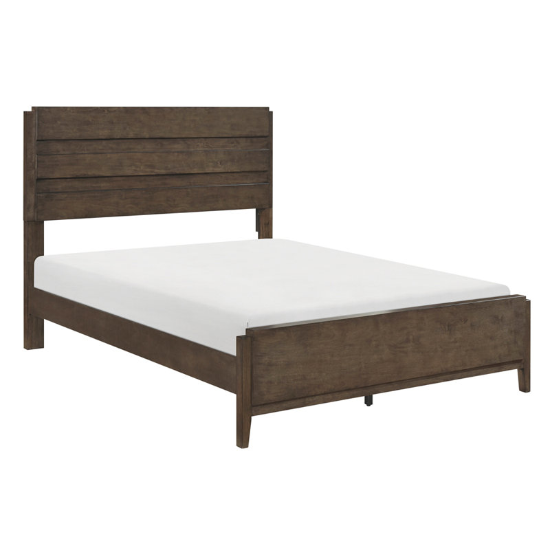 Lit d'hévéa massif classique et classique avec finition en noyer foncé et lit très grand classique 1pc
