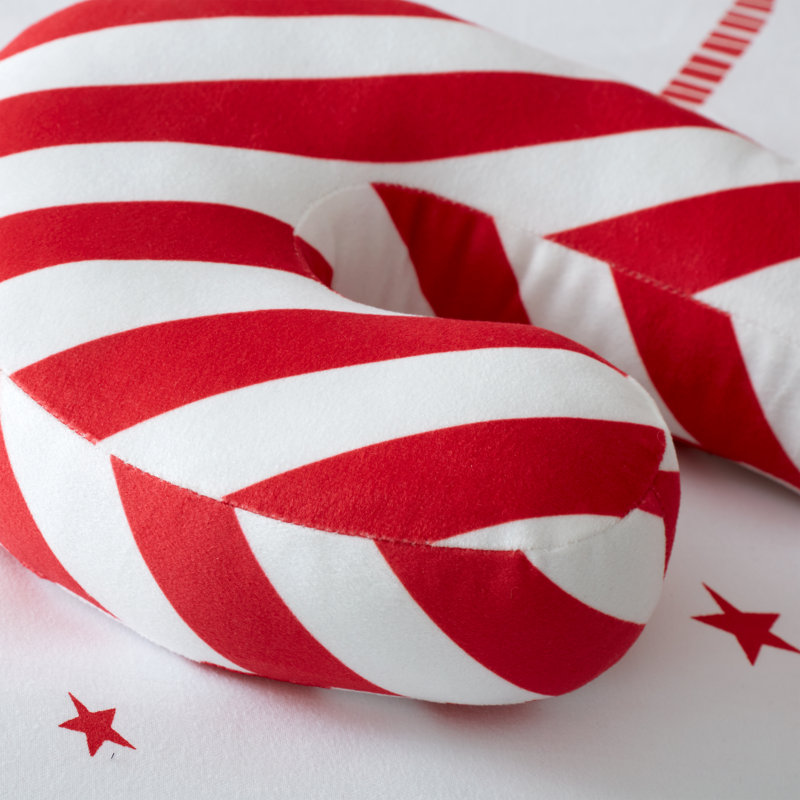 Christmas Candy Cane Fleece Shaped Cushion