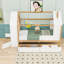 Lit plateforme simple en bois avec tablettes et tiroirs de rangement intégrés-129199431