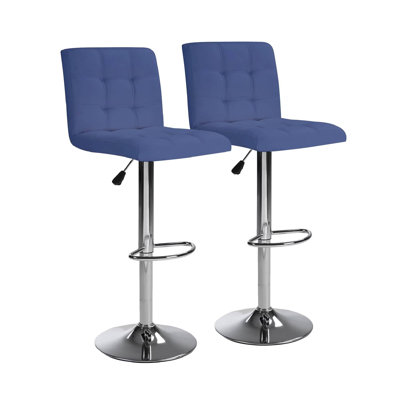 Bar Stools  Set of 2, Bar Stools for Kitchen Island, Square Cushion Bar Stools with Back, Footstool, Cafe