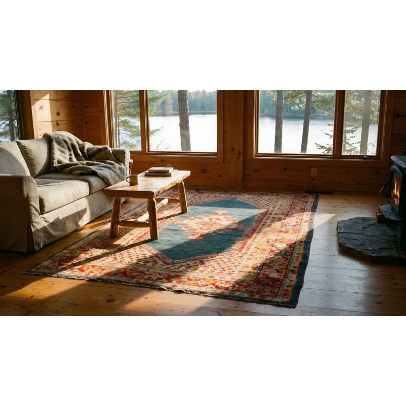 Tapis noué à la médaillon turc antique Oushak - Angora