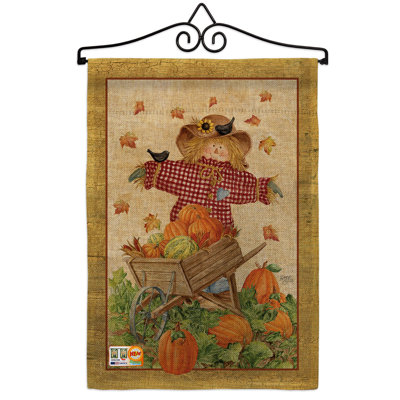 Épouvantail en toile jute automne et automne 2 côtés en toile jute 19 x 13 po drapeau de jardin