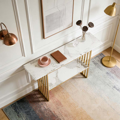 Modern Luxury Gold Metal Frame Console Table