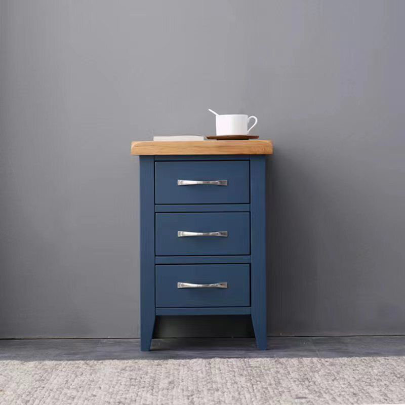 Aleksandras 38cm W Solid Wood Bedside Table, Blue