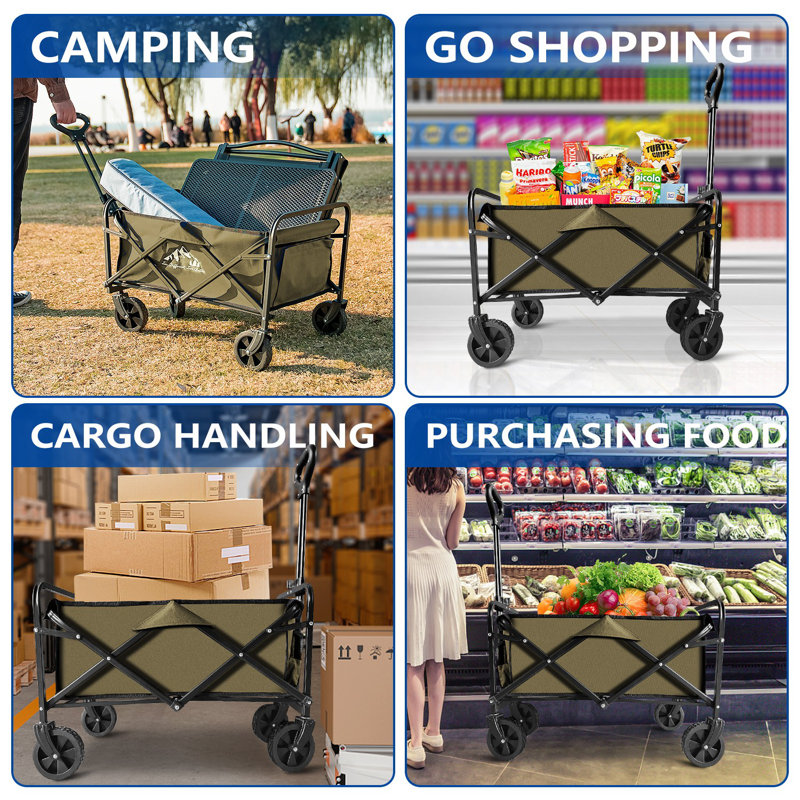 Chariot pliable 180L, Vert