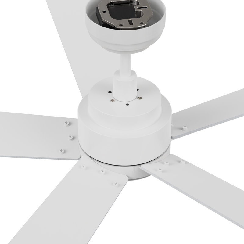  Ventilateur de plafond 60 pouces à 5 pales et moteur à courant continu avec tige, télécommande, sans lumière, Blanc