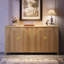 Buffet en bois de style campagnard de 63 po avec tablettes réglables-2124768977
