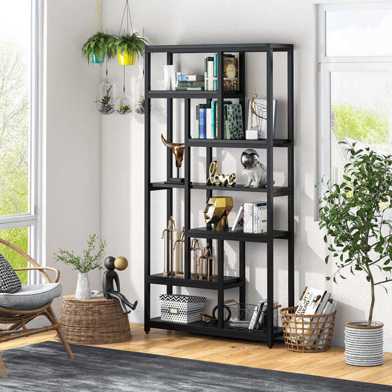 Dabriyon Geometric Bookcase, Black