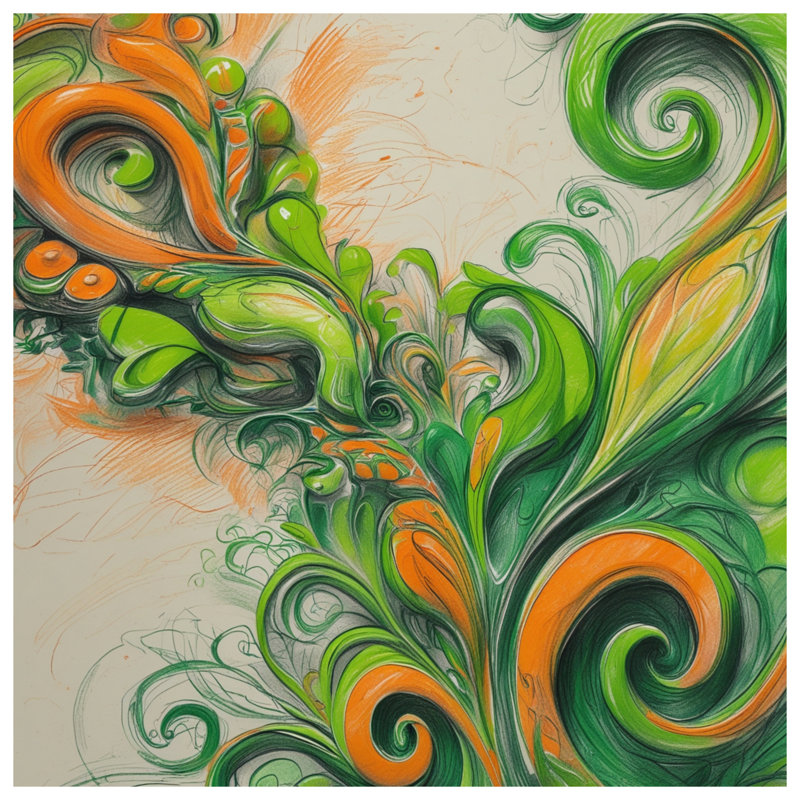 Green Orange Swirls Duvet Covers, Grand lit