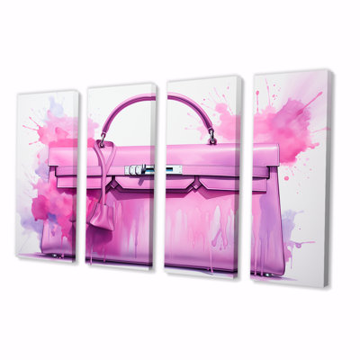 Pink Fashion Handbag Elegance - Fashion Bag 4 Piece Wall Art