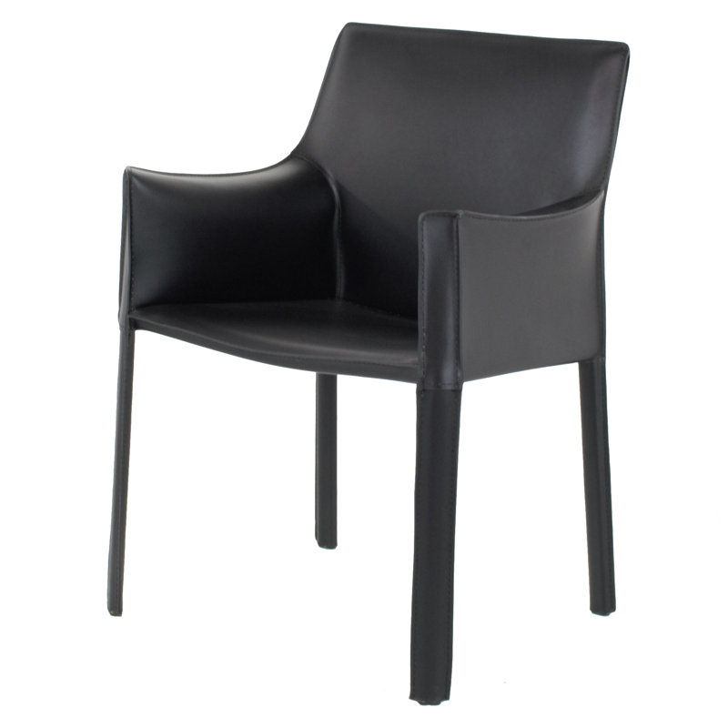 Chaise avec accoudoirs rembourrée Traskwood, Noir