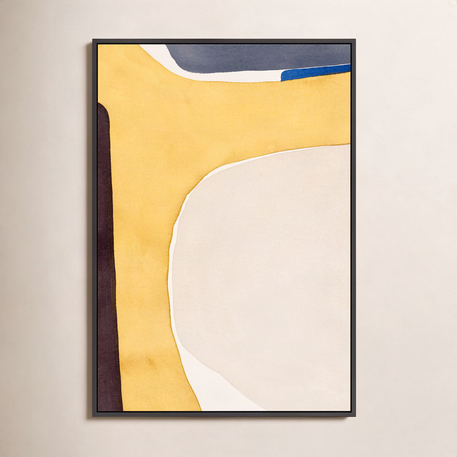 Divided "Hint of Cobalt" Print by Julia Balfour, 30" H x 21" W x 1.25" D, Black Picture Framed Canvas