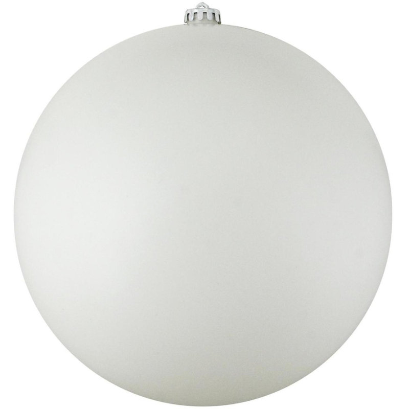 Ornement boule de Noël incassable , H 8 po x l 8 po x P 8 po, Blanc mat