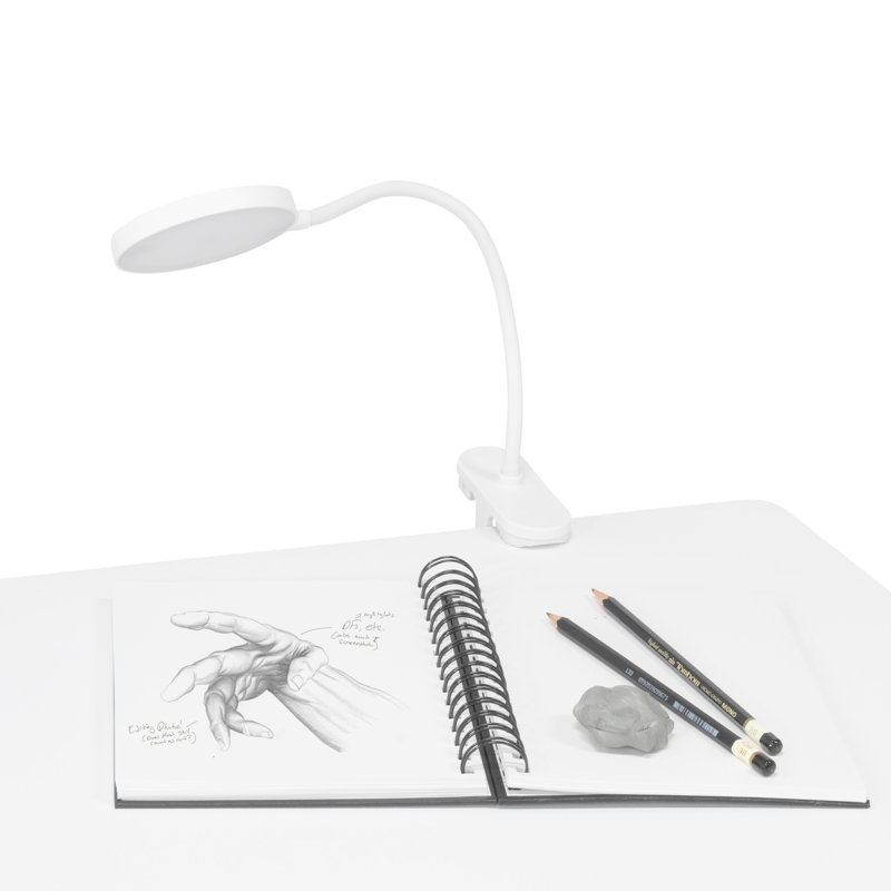 Adjustable White LED Clip-On Lamp with Flexible Neck