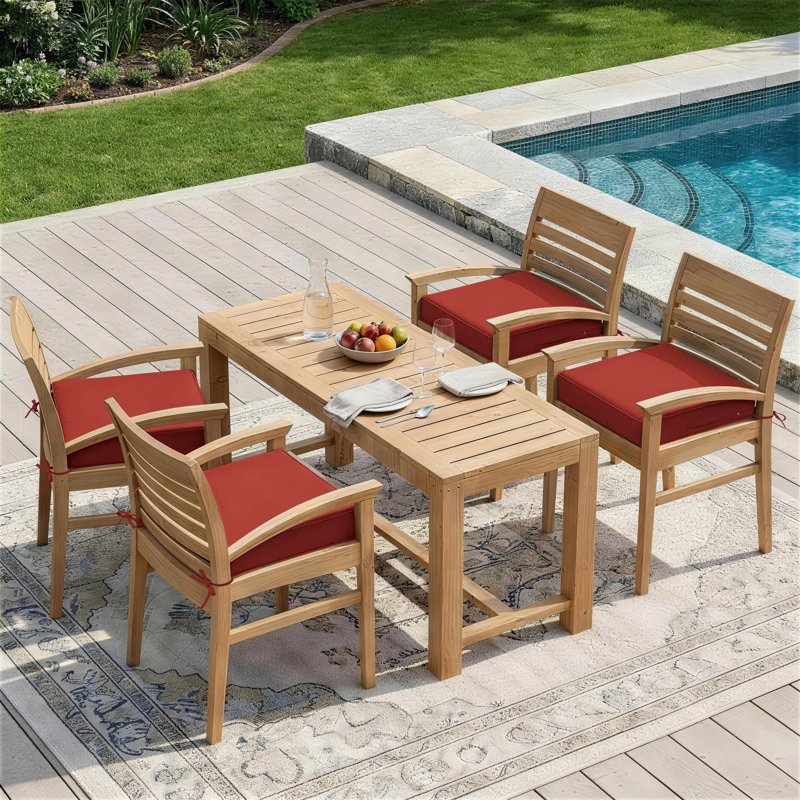 Outdoor 4'' Non-Slip Patio Chair Cushion Cover With Portable Carry Handle., 22" W x 22" D, 4", Brick Red