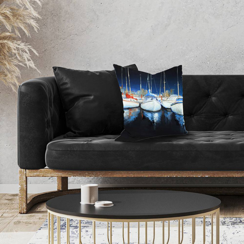 Evening at the marina - 18"x18" Throw pillow - Poly twill - Print on demand, Polyester, 18"H x 18"W