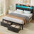 Modern Upholstered Platform Bed with Storage, Headboard, USB Charging Station & LED Lights-1449381649-1449381663-1464360063